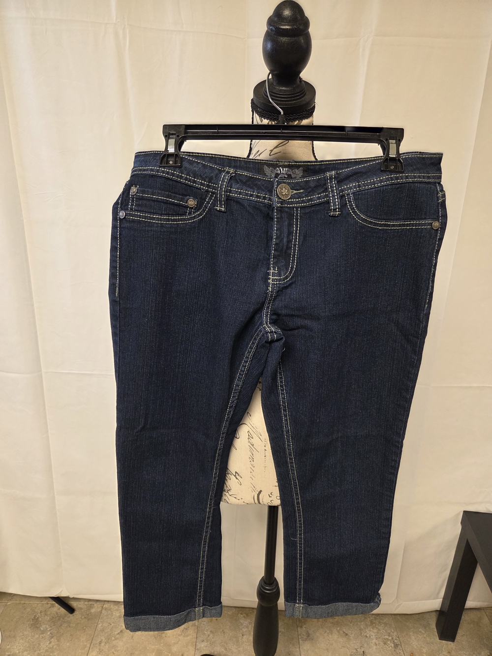 YMI Dark Indigo Cropped Straight Jeans